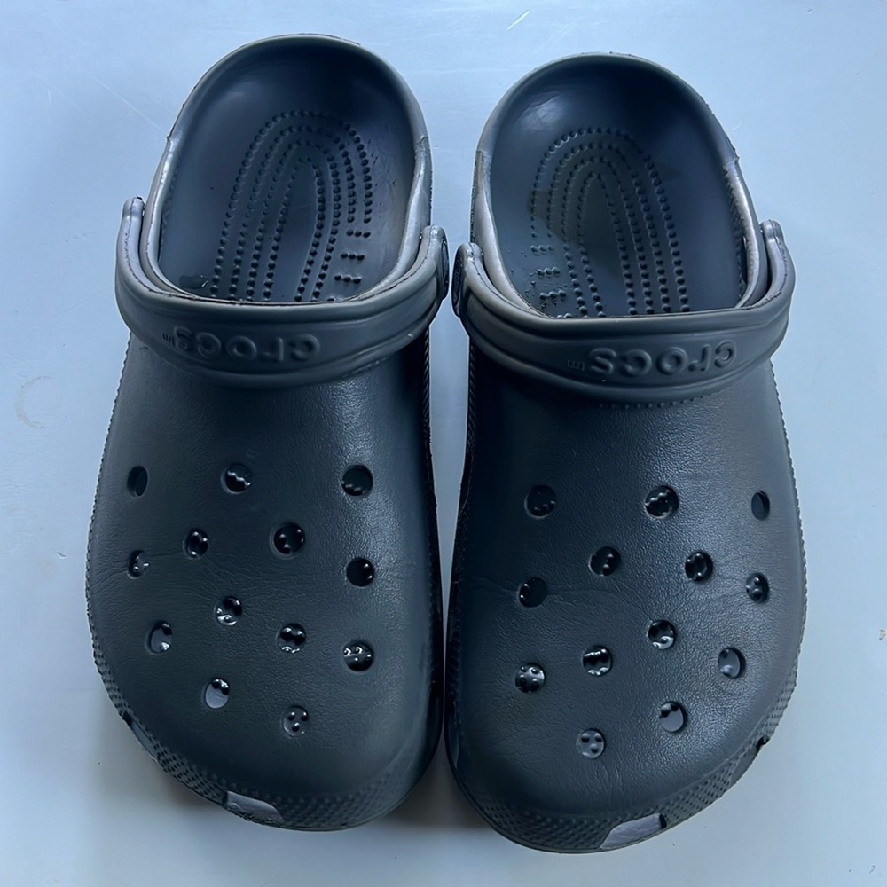 Adult Crocs, gray, size 8 men/10 women